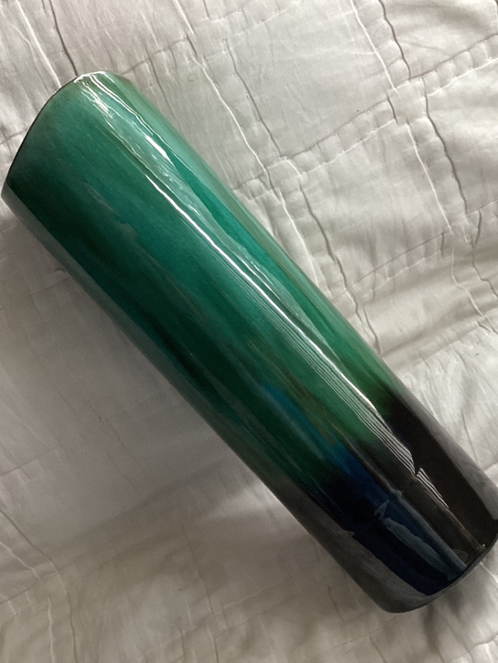 VINTAGE BLUE MOUNTAIN POTTERY GLAZED CYLINDER SHAPED 12 INCH VASE